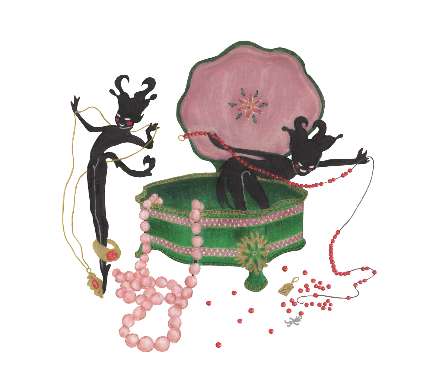 Goblins Playing in Jewelry Box Print